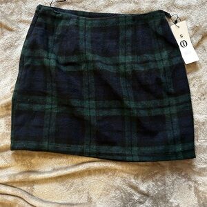 Plaid Black and Green Women's Skirt